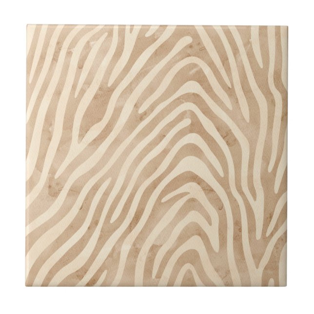 Watercolor Zebra Print Ceramic Tile (Front)