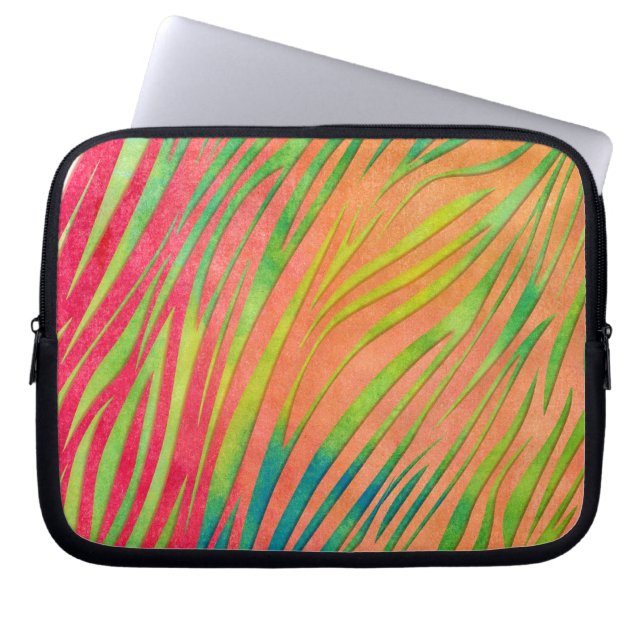 Watercolor Zebra Stripes Pattern Laptop Sleeve (Front)