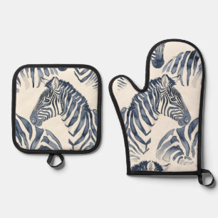 Watercolor Zebras Oven Mitt & Pot Holder Set