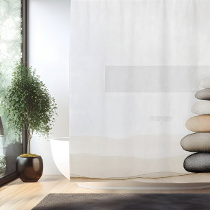 Watercolor Zen Stone Garden Japanese Style Shower Curtain
