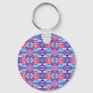 Watercolor Zigzag Pattern Key Ring