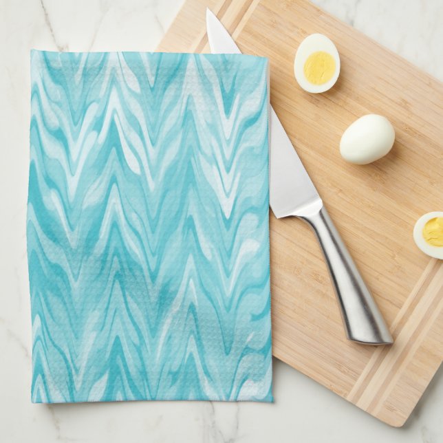 Watercolor Zigzag Pattern Tea Towel (Quarter Fold)