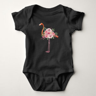 Watercolored Flamingo Flowers Hawaii Bird Art Baby Bodysuit