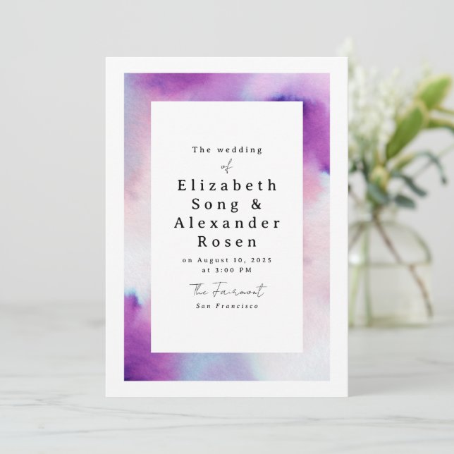 Watercolored Frame - Lavender Invitation (Standing Front)