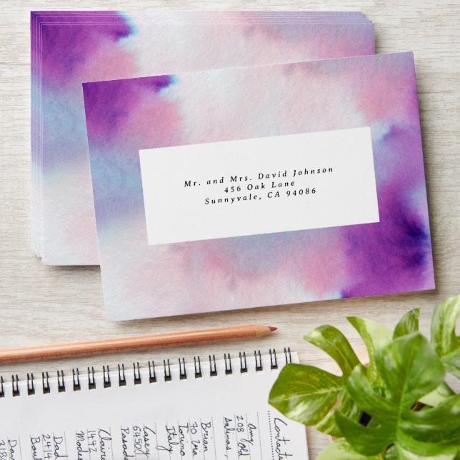 Watercolored Frame - Lavender Invitation Envelope (Stacked)