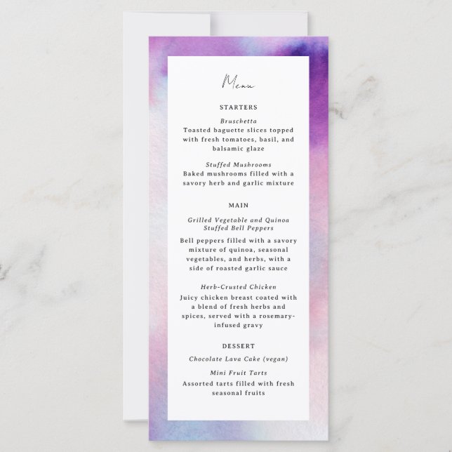 Watercolored Frame Menu (Front)