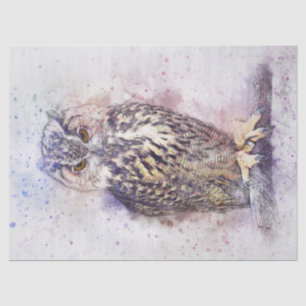 Watercolored Owl Decoupage Tissue Paper