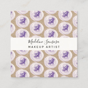 Watercolored Poppies Purple Makeup Artist Hand Square Business Card