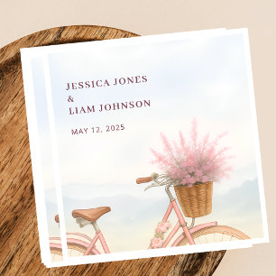WatercolorFloral Vintage Bicycle Engagement Party  Napkin