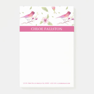 Watercolors Birds And Flower Post-it Notes