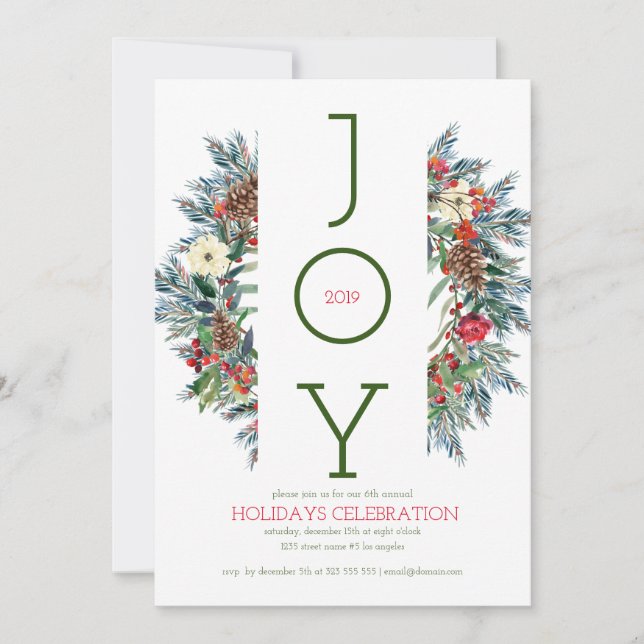 Watercolors Christmas wreath Holiday Card (Front)