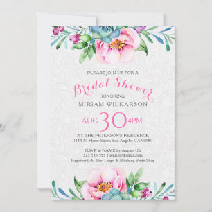 Watercolors Colourful Floral Bouquet Invitation