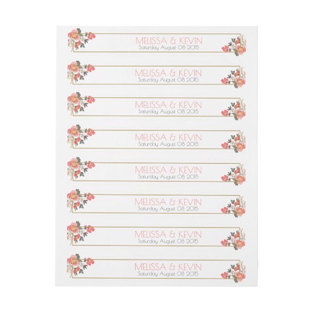 Watercolors Colourful Flowers Wedding Frame Wraparound Address Label (Sheet)