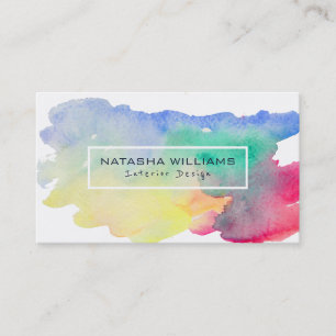 Watercolors Colourful Shape Modern Interior Design Business Card