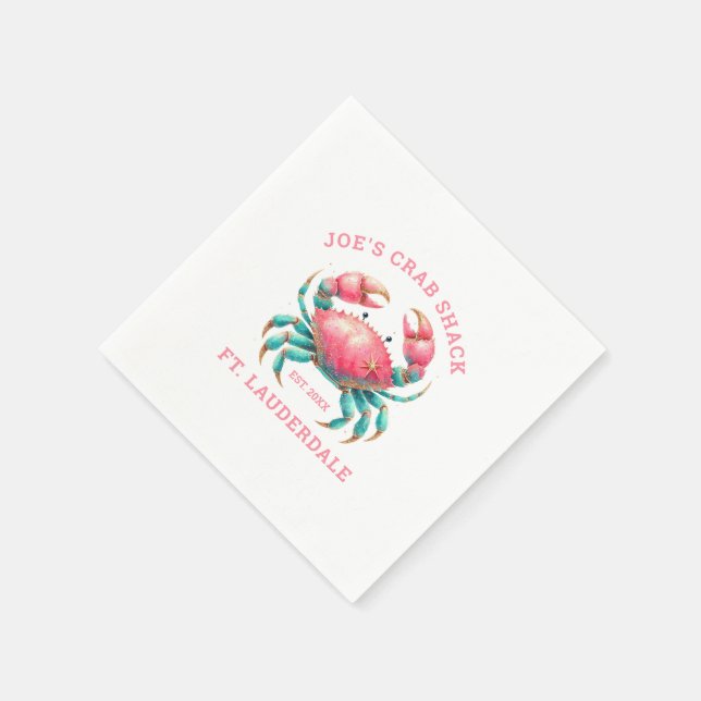 Watercolors Crab Illustration Custom Text Napkin (Corner)