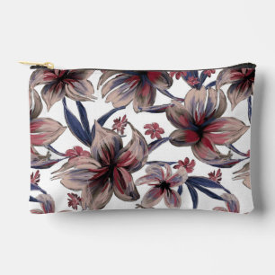 Watercolors Crimson Floral on White Accessory Pouch
