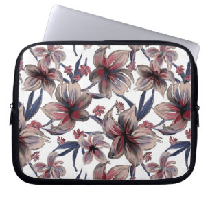 Watercolors Crimson Floral on White Laptop Sleeve
