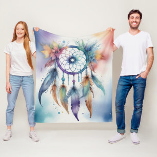 Watercolors dreamcatcher fleece blanket