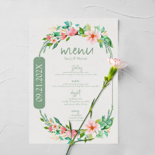 Watercolors Floral Wreath Custom Calligraphy Menu