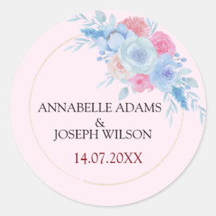 watercolors Florals Modern Botanical Wedding Classic Round Sticker