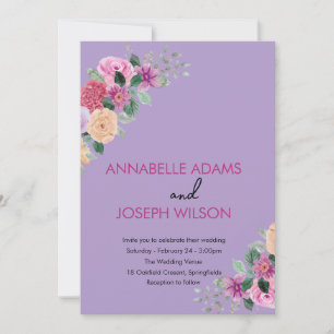 watercolors Florals Modern Botanical Wedding Invitation
