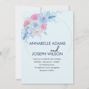 watercolors Florals Modern Botanical Wedding Invitation