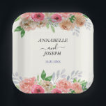 watercolors Florals Modern Botanical Wedding Paper Plate<br><div class="desc">Add a touch of elegance to your big day with our 'Pink Florals Modern Botanical Wedding' collection. Featuring soft pink florals and contemporary botanical designs, this collection brings a fresh, sophisticated vibe to your wedding decor, invitations, and accessories. Perfect for couples who want a modern yet romantic feel for their...</div>