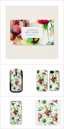 Watercolors Flowers Illustration Collage Pattern