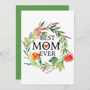 Watercolors Flowers Wreath Best Mum Ever Text