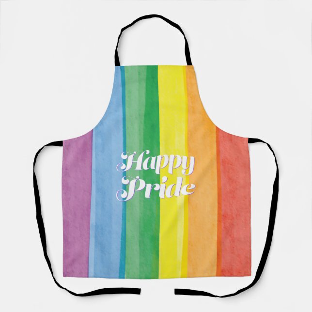 Watercolors Happy Pride Rainbow Apron (Front)
