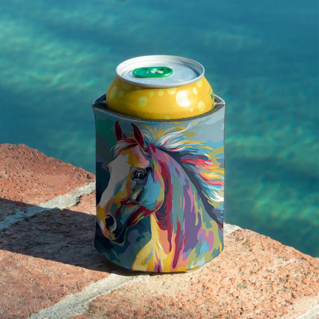 Watercolors Horse Head Illustration Can Cooler (In Situ Pool)
