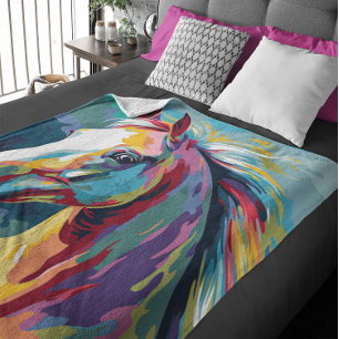 Watercolors Horse Head Illustration Fleece Blanket