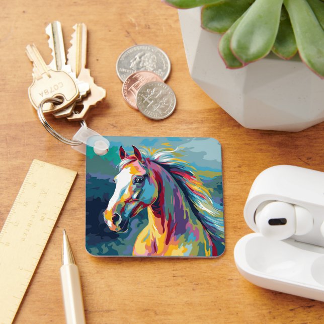 Watercolors Horse Head Illustration Key Ring (Desk)