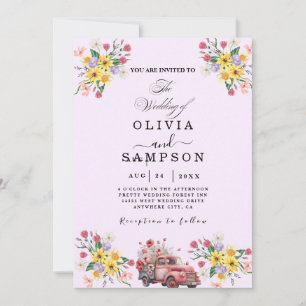 watercolors Modern Botanical summer Wedding Invitation