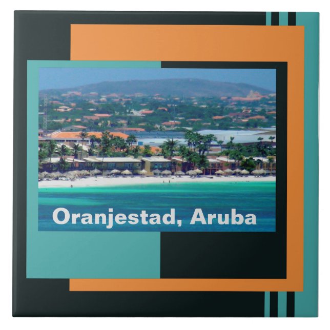 Watercolors of Oranjestad, Aruba Ceramic Tile (Front)