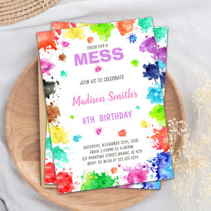 Watercolors Paint Birthday Invitations