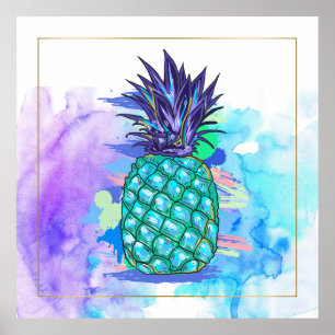 Watercolors Pine-Apple Illustration Poster