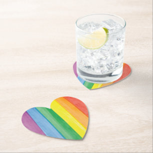Watercolors Pride Rainbow Paper Coaster