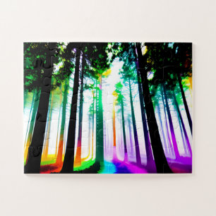 Watercolors Rainbow Forest For Kids Jigsaw Puzzle