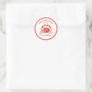 Watercolors Red Crab Illustration Custom Text Classic Round Sticker