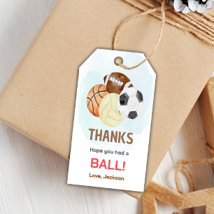 Watercolors Sports Birthday Gift Tags