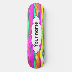 Watercolors stripes skateboard