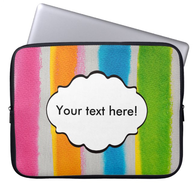 Watercolors stripes texture laptop sleeve (Front)