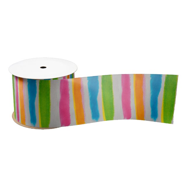 Watercolors stripes texture satin ribbon (Spool)