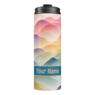 watercolors wave patterns thermal tumbler