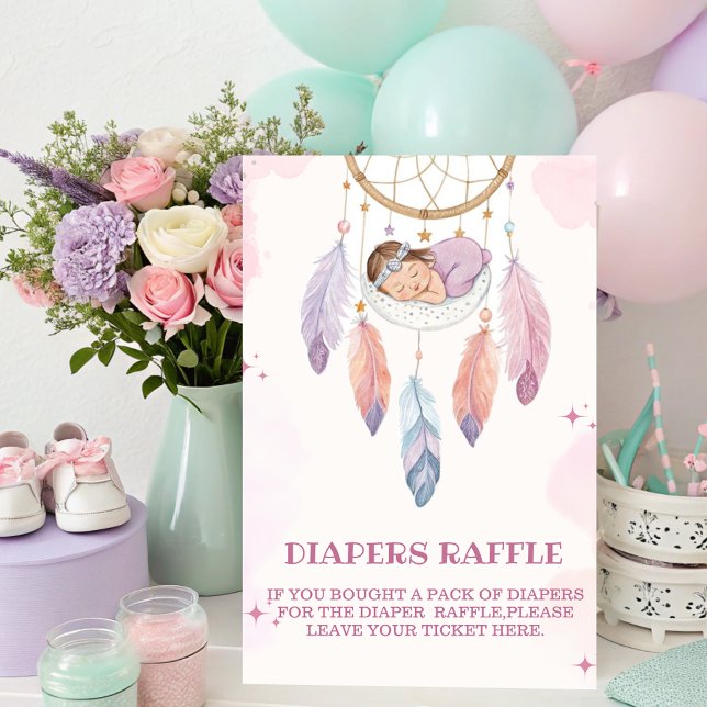 Watercolou  reamcatcher Baby Shower diaper raffle  Poster (Creator Uploaded)