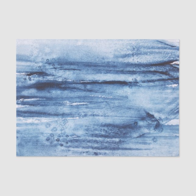 Watercolour Abstract Navy Blue White Tissue Paper (Front)
