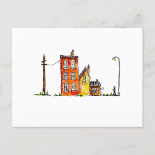 Watercolour Apartment with Street Light Postcard