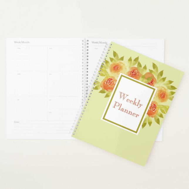 Watercolour Apricot Colour Roses Weekly Planner (Display)