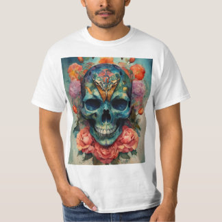 Watercolour Art with Skulls, Moth and Bold Hues  T-Shirt
